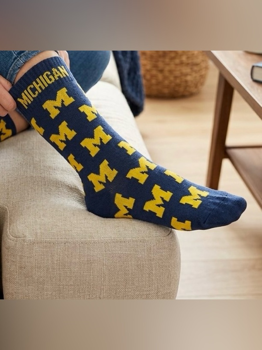 Michigan Wolverines Repeating Crew Socks by Donegal Bay
